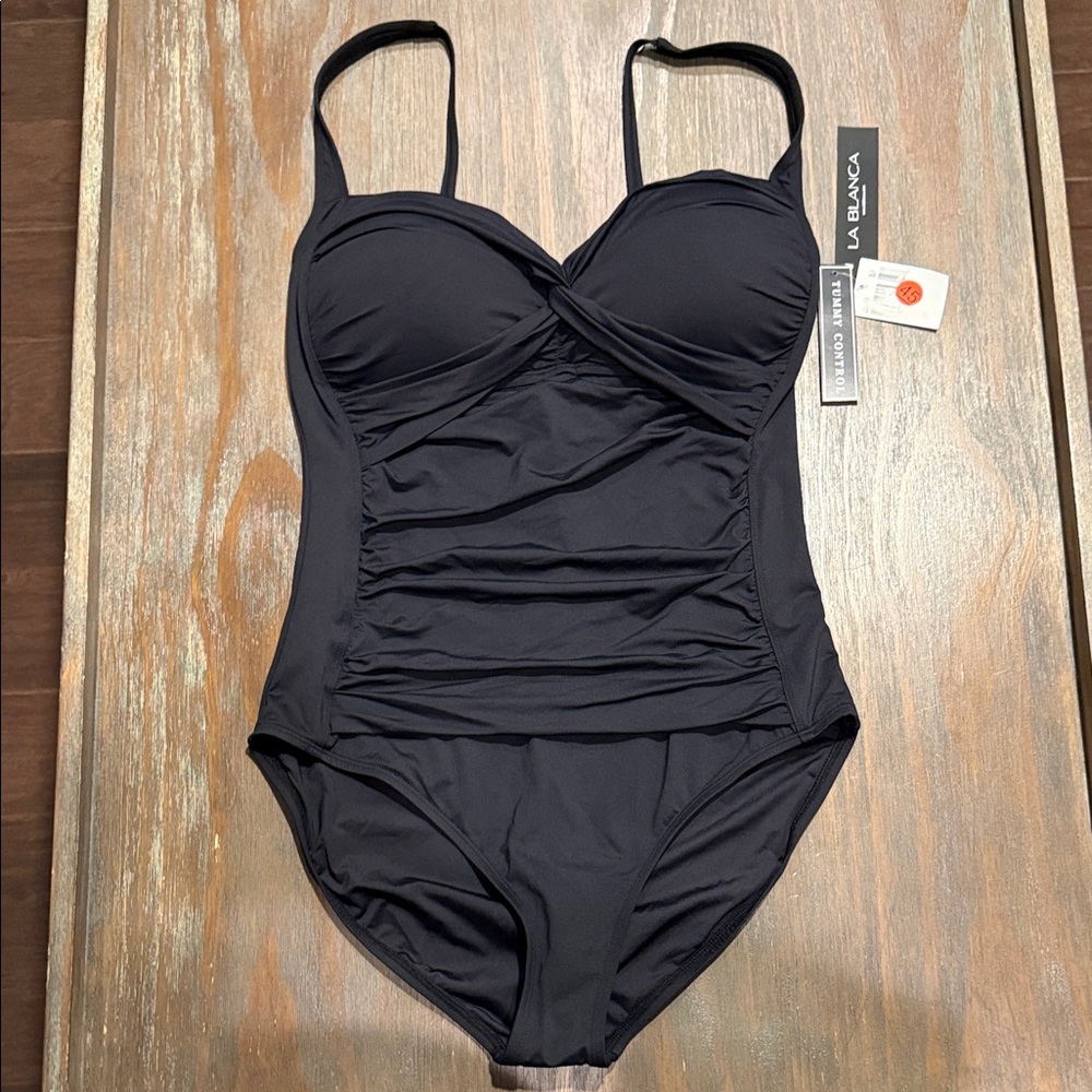 NWT La Blanca Women's Black One-Piece Swimsuit‎ Size 16 - Picture 3 of 11
